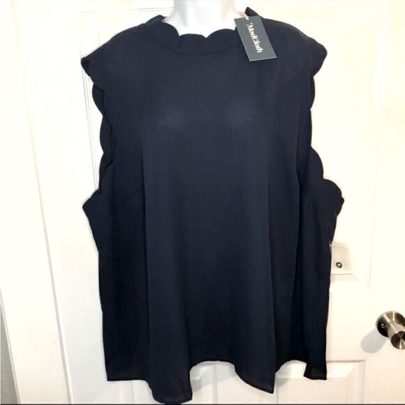 Modcloth Outstanding Scallops Sleeveless Blouse Navy Blue 4X - Picture 2 of 12